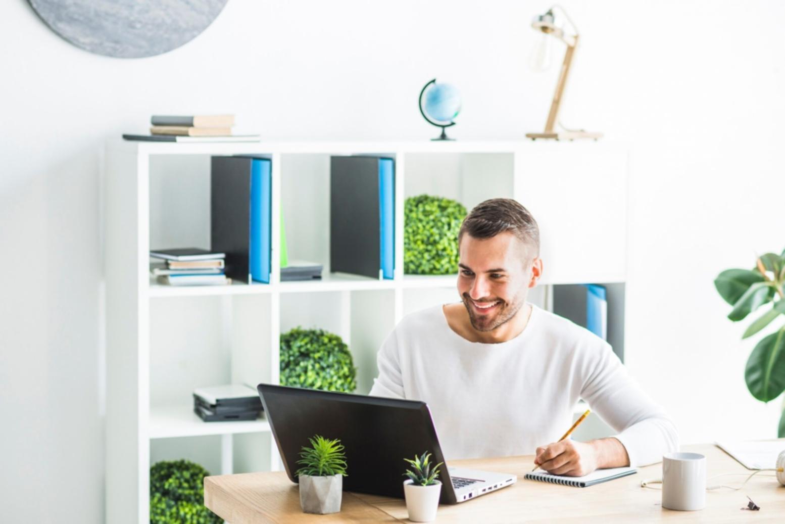 Office workspace with financial documents